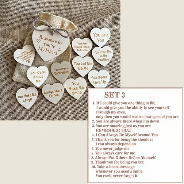 🎁Why You Are My Friend Wooden Box and Heart Tokens