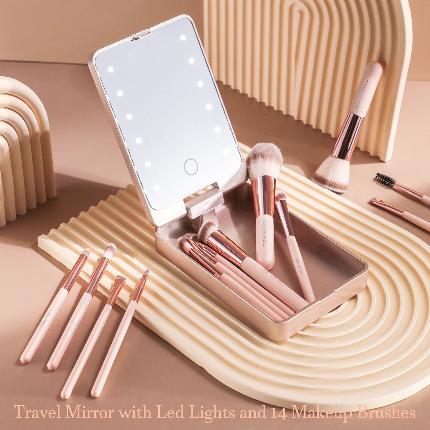 💖Travel Makeup Brush Set  with LED light