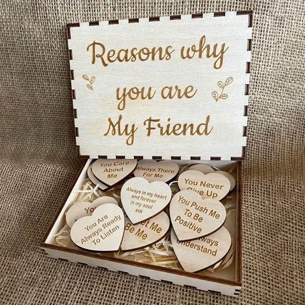 🎁Why You Are My Friend Wooden Box and Heart Tokens